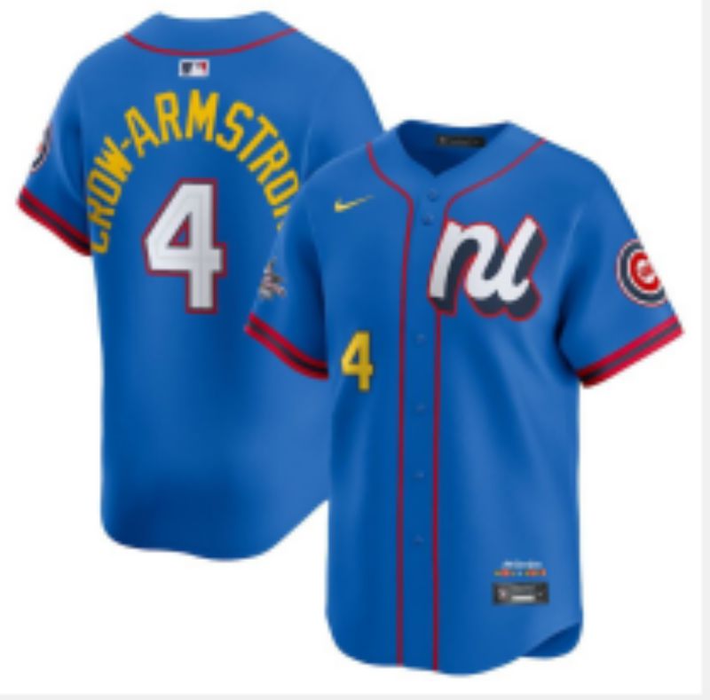 Men 2025 Chicago Cubs #4 Crow-Armstrong Blue All star Blank Blue Nike MLB Jersey style 5->chicago cubs->MLB Jersey